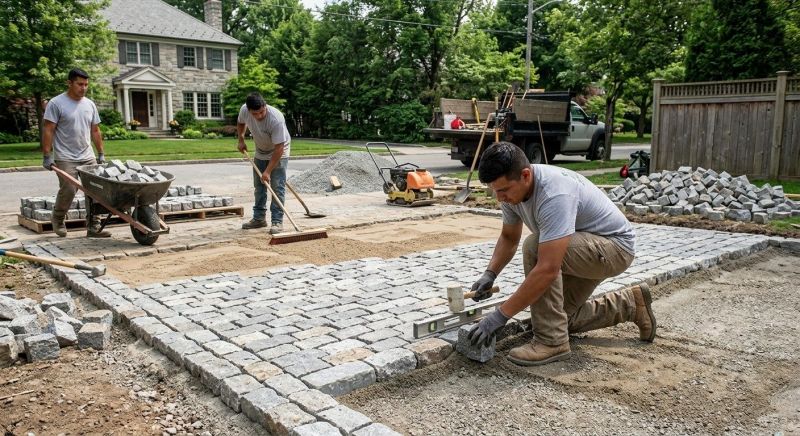 Sandstone Pavers Installation in Boston, MA